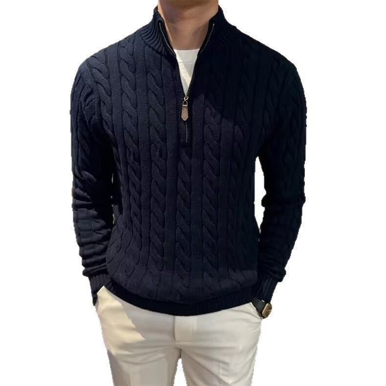 Mens Cable Knit Half-Zip Sweater