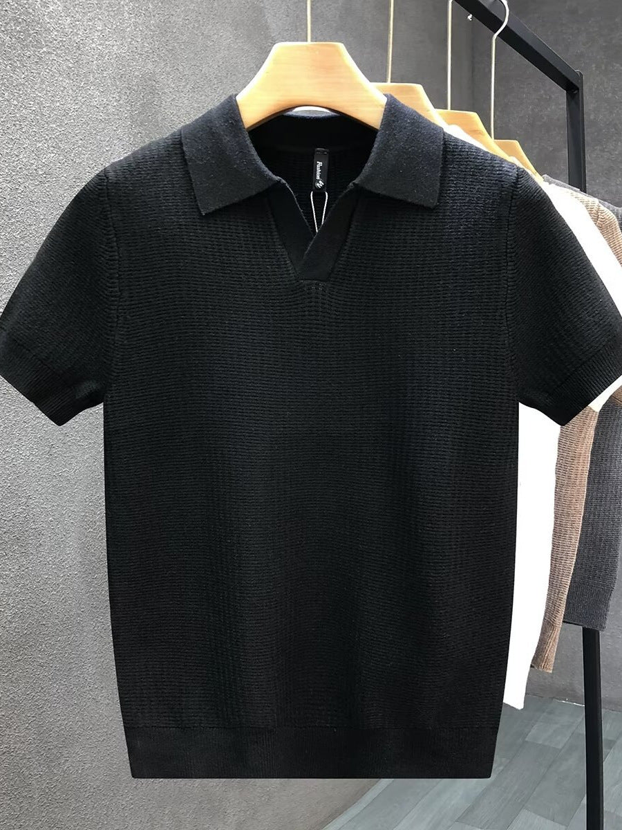 Mens Polo Collar Knitted Shirt