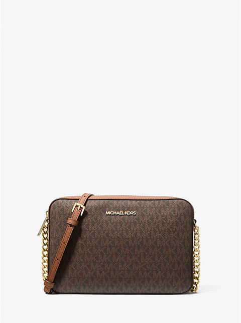 MICHAEL KORS Jet Set Large Printed Logo Crossbody Bag - Brown