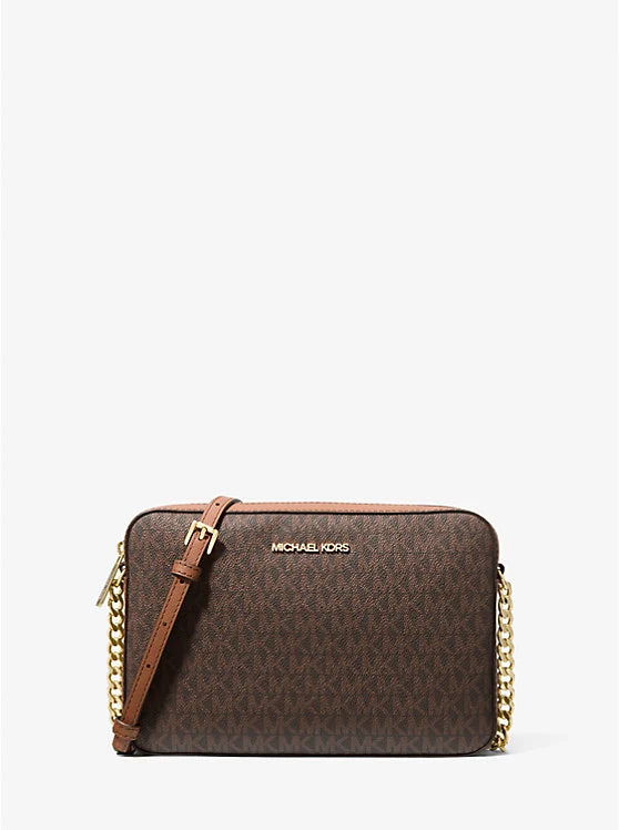 MICHAEL KORS Jet Set Large Printed Logo Crossbody Bag - Brown