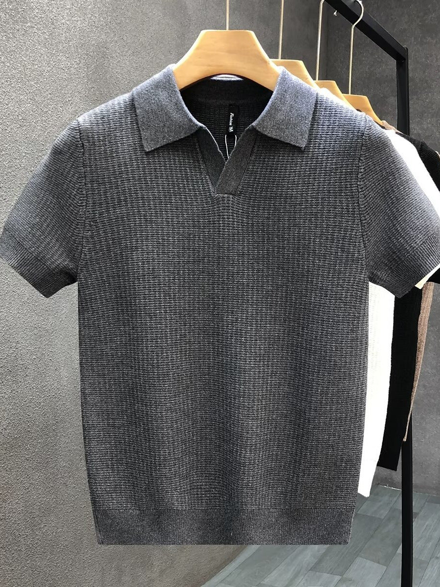 Mens Polo Collar Knitted Shirt