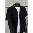 Faux Linen Short-Sleeve Shirt