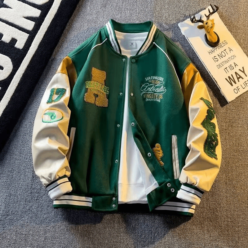 Casual Loose Fit Baseball Jacket