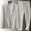 Men Casual Cotton Linen Suit Two Piece Set