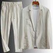 Men Casual Cotton Linen Suit Two Piece Set