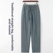 Mens Casual Cotton Linen Trousers Straight Loose Fit Pants