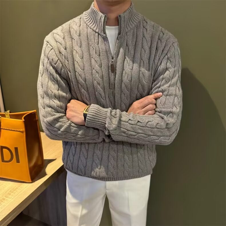 Mens Cable Knit Half-Zip Sweater