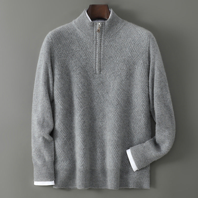 Mens Merino Wool Zipper Sweater
