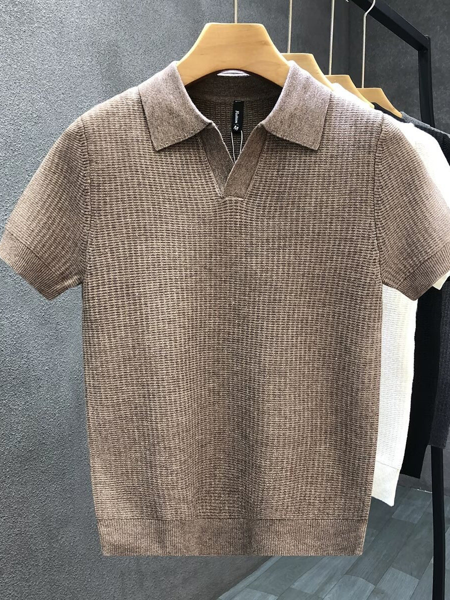 Mens Polo Collar Knitted Shirt
