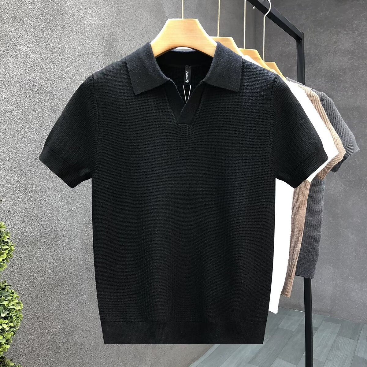Mens Polo Collar Knitted Shirt
