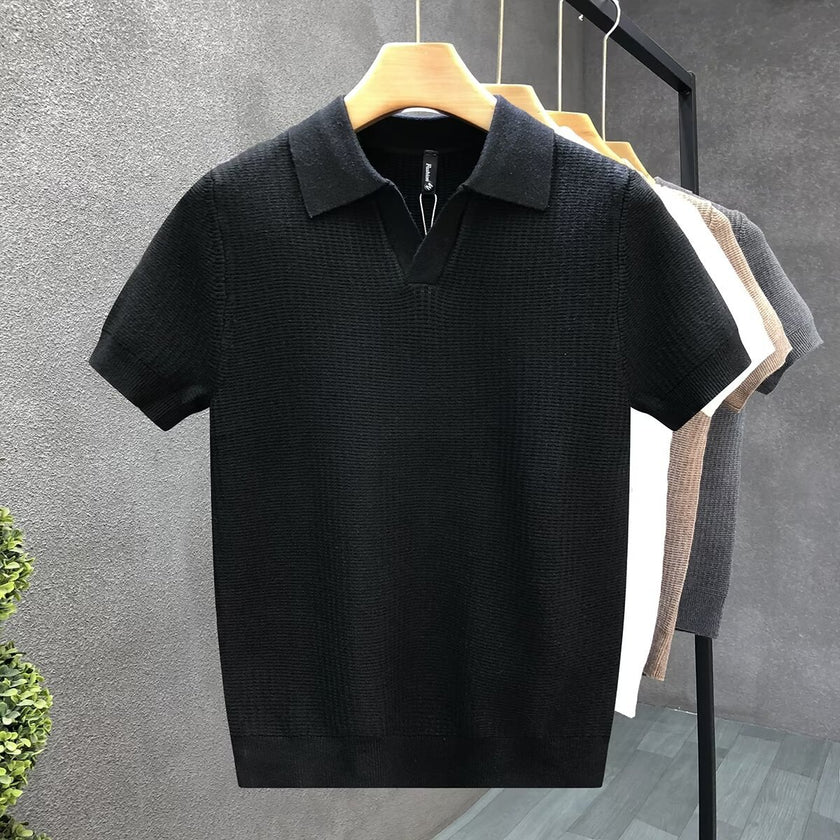 Mens Polo Collar Knitted Shirt