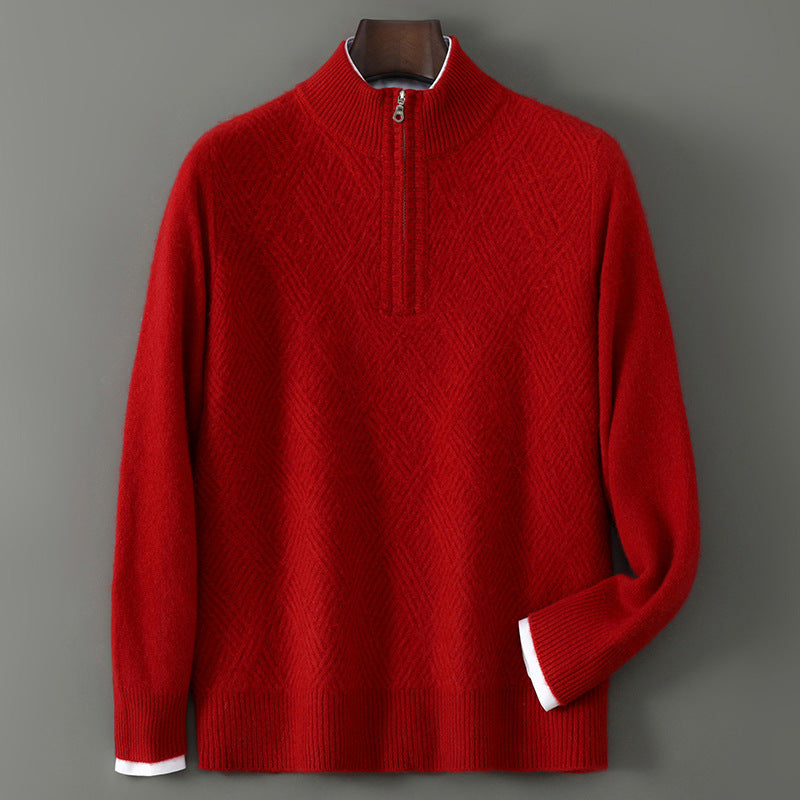 Mens Merino Wool Zipper Sweater