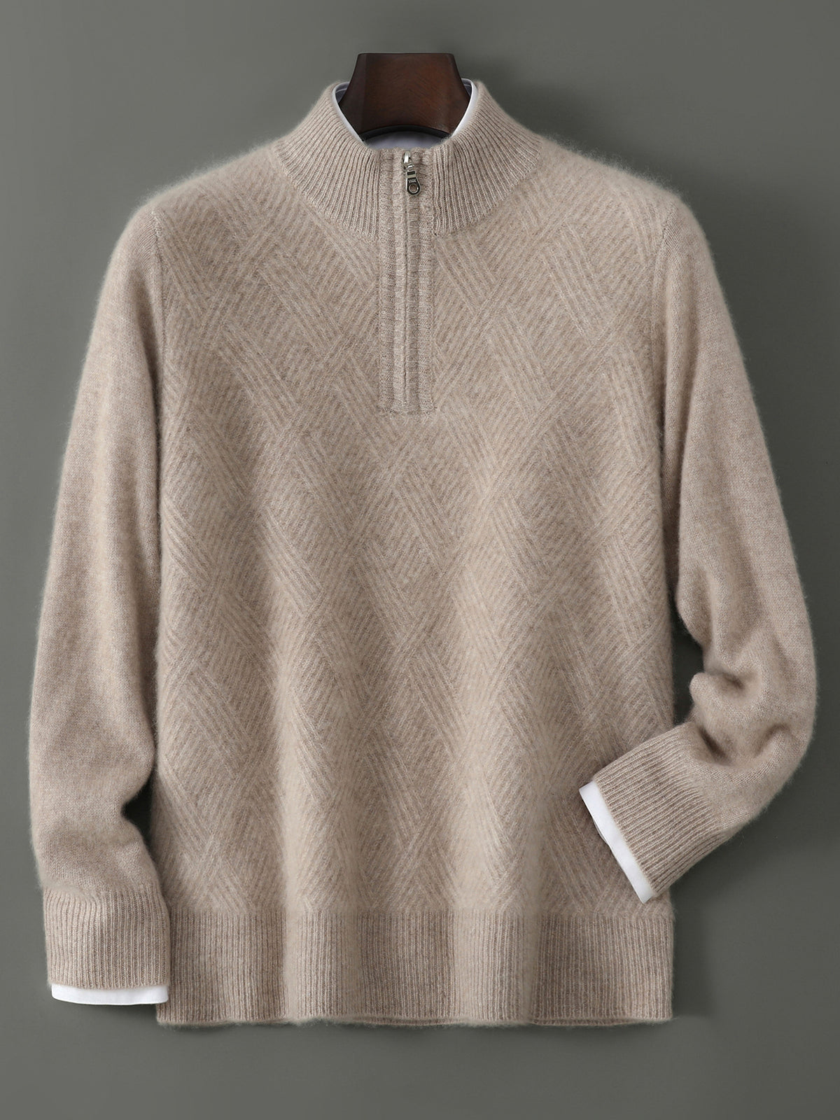Mens Merino Wool Zipper Sweater