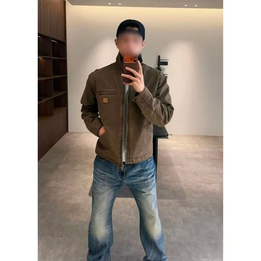 Mens Retro Cotton Lapel Jacket