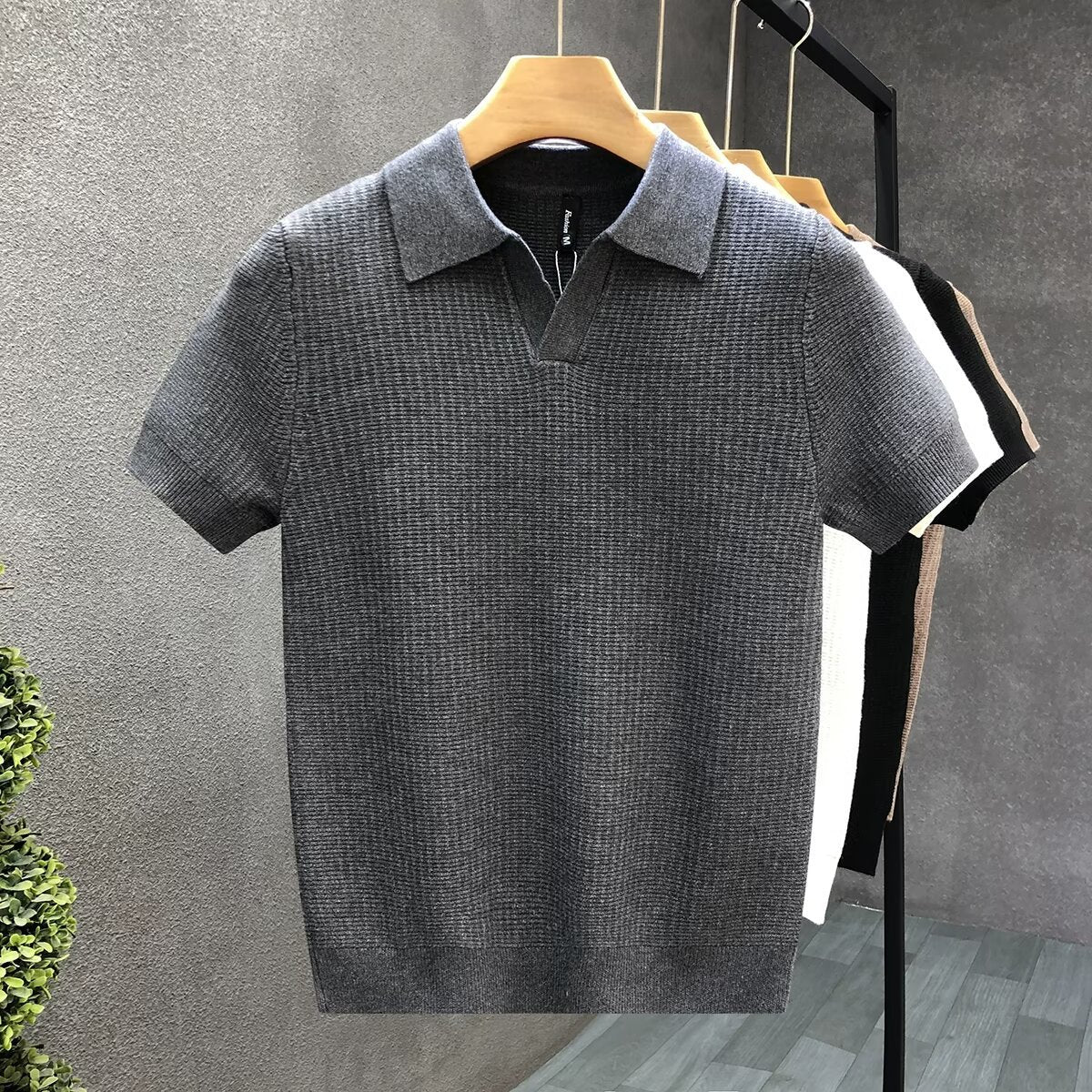 Mens Polo Collar Knitted Shirt