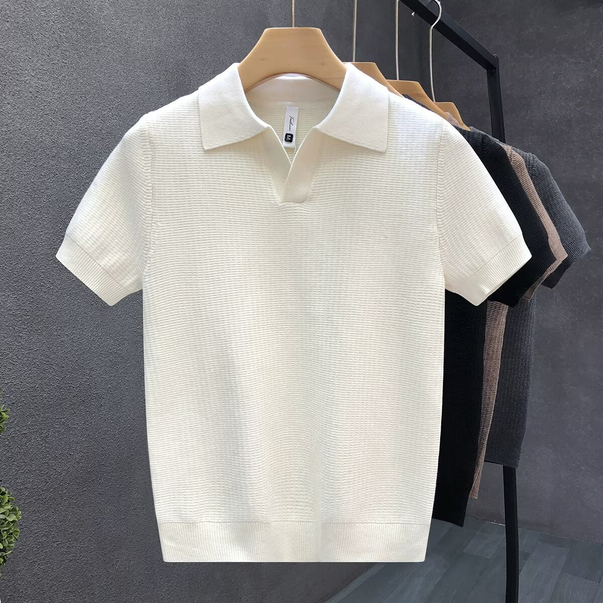 Mens Polo Collar Knitted Shirt