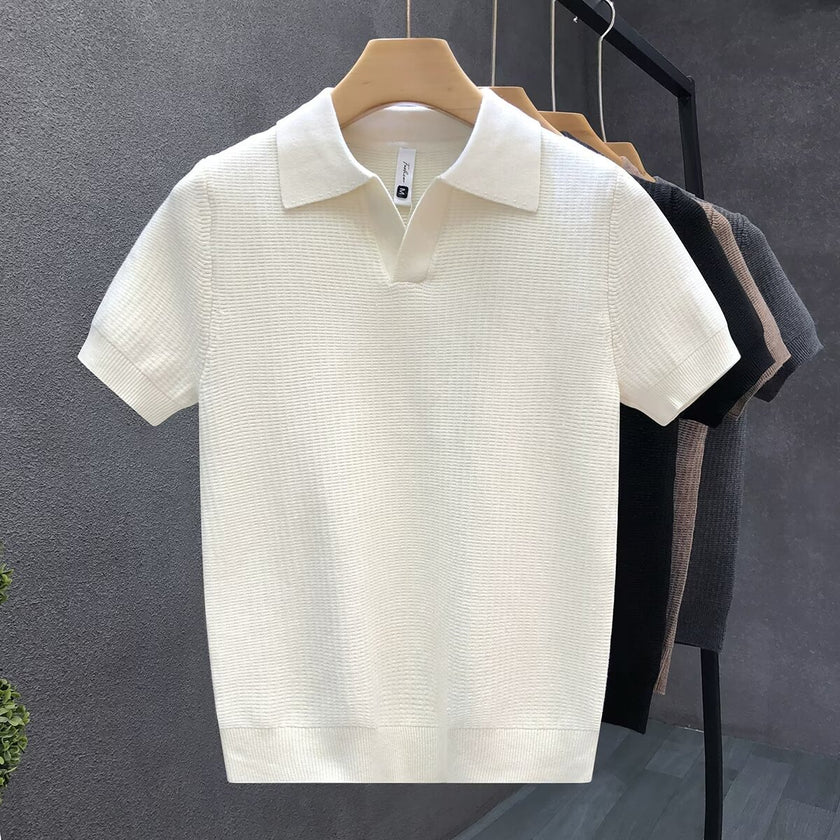 Mens Polo Collar Knitted Shirt