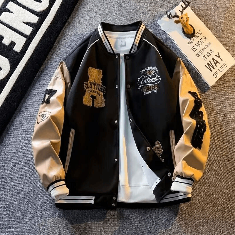Casual Loose Fit Baseball Jacket
