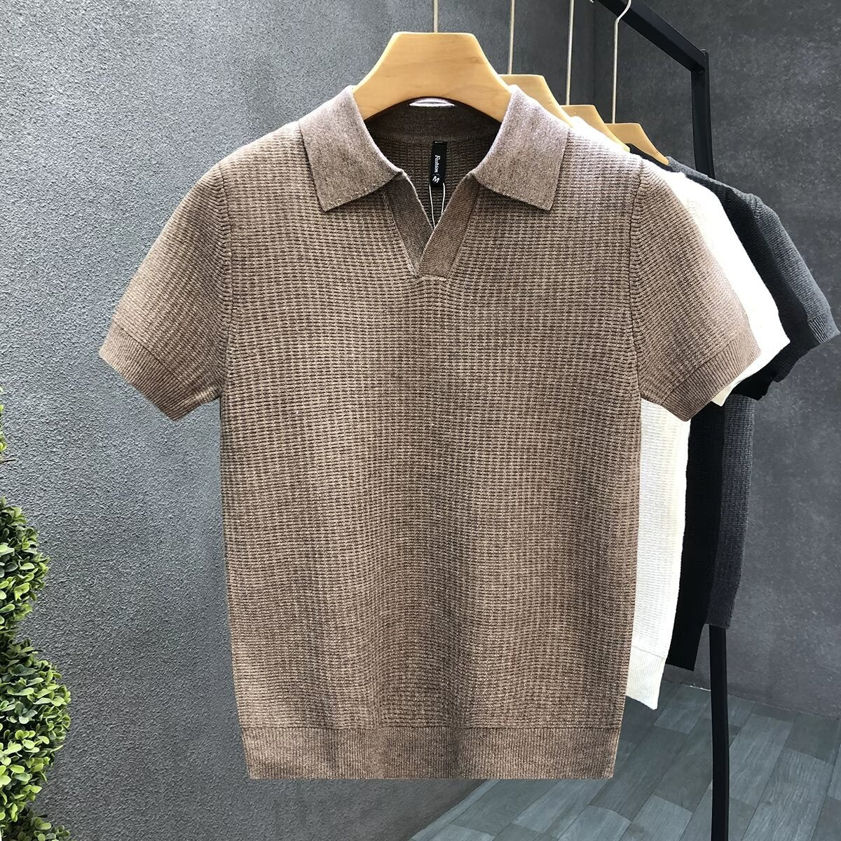 Mens Polo Collar Knitted Shirt
