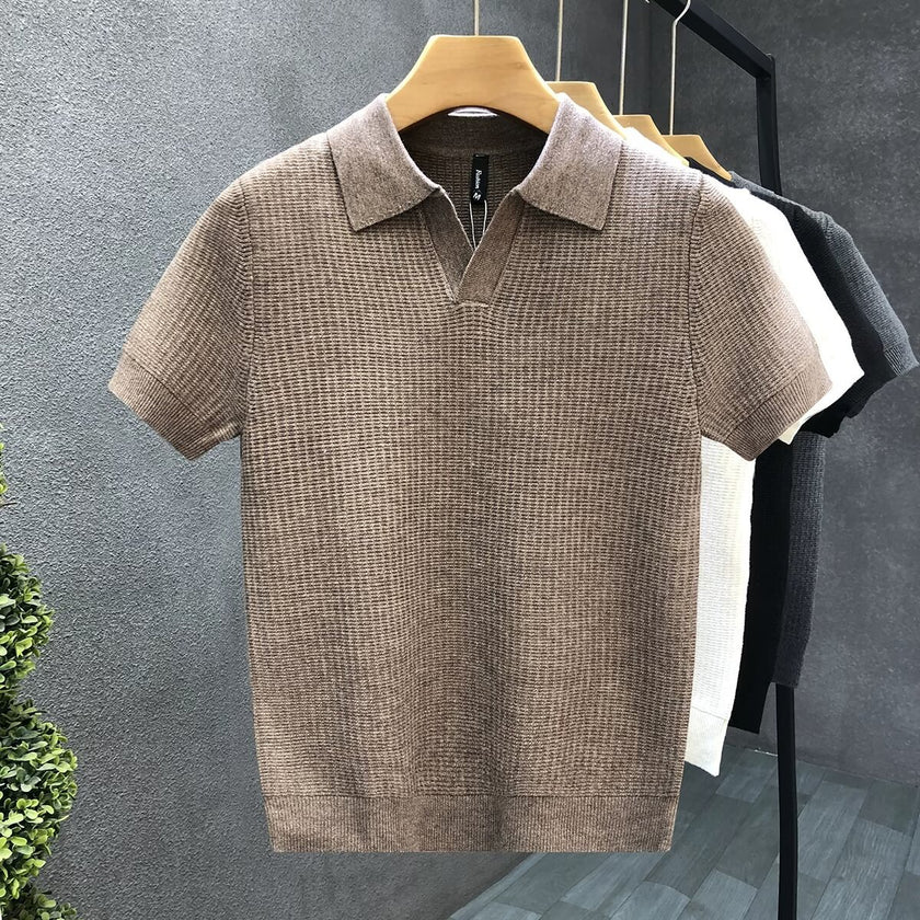 Mens Polo Collar Knitted Shirt