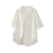 Faux Linen Short-Sleeve Shirt